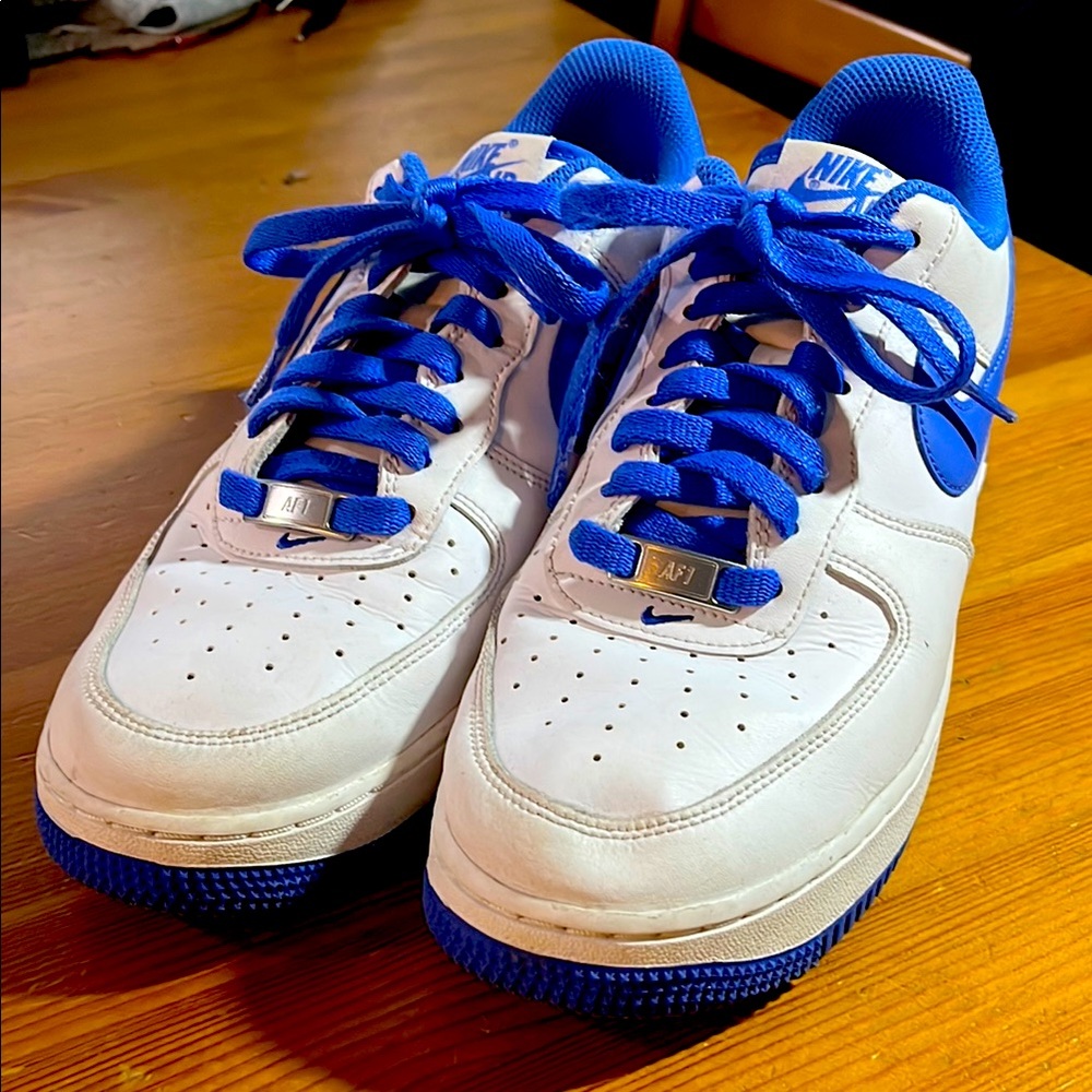 Nike Air Force Ones White/White  and Hyper royal pre-owned